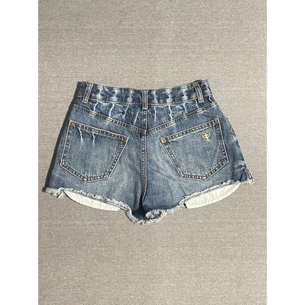 Roxy Denim Shorts‎ Womens Size 26 Medium Wash Frayed Hem Beach Y2K Summer Style - Picture 7 of 8